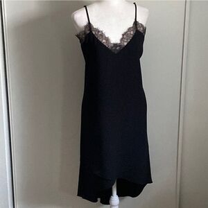 BCBGMaxAzria Black and Tan Spaghetti Strap Slip Dress
